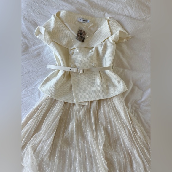 Self-Portrait Dresses & Skirts - Self-Portrait Cream Off-shoulder Midi Dress NWT